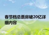 春节档总票房破20亿详细内容