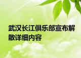武汉长江俱乐部宣布解散详细内容
