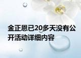 金正恩已20多天没有公开活动详细内容