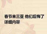 春节来三亚 他们后悔了详细内容