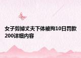 女子剪掉丈夫下体被拘10日罚款200详细内容