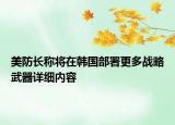 美防长称将在韩国部署更多战略武器详细内容