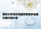 美防长称将在韩国部署更多战略武器详细内容