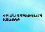 央行:1月人民币存款增加6.87万亿元详细内容