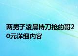两男子凌晨持刀抢的哥20元详细内容