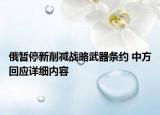 俄暂停新削减战略武器条约 中方回应详细内容