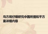 乌方将仔细研究中国所提和平方案详细内容
