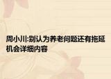 周小川:别认为养老问题还有拖延机会详细内容