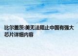 比尔盖茨:美无法阻止中国有强大芯片详细内容