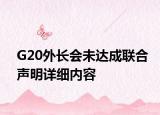 G20外长会未达成联合声明详细内容