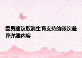 委员建议取消生育支持的孩次差异详细内容