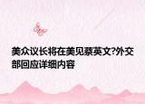 美众议长将在美见蔡英文?外交部回应详细内容