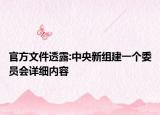 官方文件透露:中央新组建一个委员会详细内容