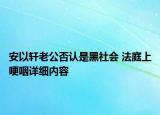 安以轩老公否认是黑社会 法庭上哽咽详细内容