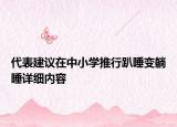 代表建议在中小学推行趴睡变躺睡详细内容