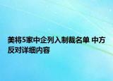美将5家中企列入制裁名单 中方反对详细内容