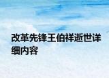 改革先锋王伯祥逝世详细内容