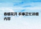春暖花开 农事正忙详细内容