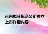 京东拟分拆两公司独立上市详细内容