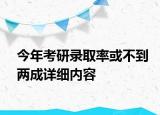 今年考研录取率或不到两成详细内容