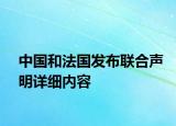 中国和法国发布联合声明详细内容
