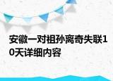 安徽一对祖孙离奇失联10天详细内容
