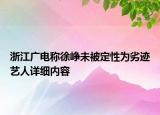 浙江广电称徐峥未被定性为劣迹艺人详细内容