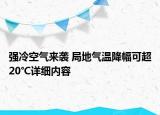 强冷空气来袭 局地气温降幅可超20℃详细内容