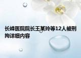 长峰医院院长王某玲等12人被刑拘详细内容