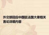 外交部回应中国驻法国大使相关言论详细内容