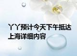 丫丫预计今天下午抵达上海详细内容