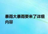 暴雨大暴雨要来了详细内容