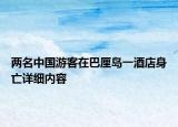 两名中国游客在巴厘岛一酒店身亡详细内容