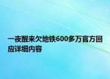 一夜醒来欠地铁600多万官方回应详细内容