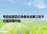 号称投资百亿争做全省第三如今烂尾详细内容