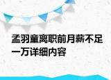 孟羽童离职前月薪不足一万详细内容