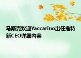 马斯克欢迎Yaccarino出任推特新CEO详细内容