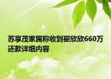 苏享茂家属称收到翟欣欣660万还款详细内容