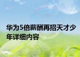 华为5倍薪酬再招天才少年详细内容
