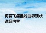 何赛飞痛批戏曲界现状详细内容