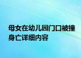 母女在幼儿园门口被撞身亡详细内容