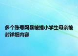 多个账号网暴被撞小学生母亲被封详细内容