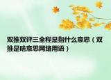 双推双评三全程是指什么意思（双推是啥意思网络用语）