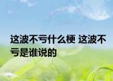 这波不亏什么梗 这波不亏是谁说的