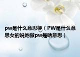 pw是什么意思梗（PW是什么意思女的说她做pw是啥意思）