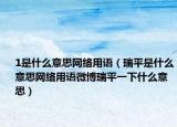 1是什么意思网络用语（瑞平是什么意思网络用语微博瑞平一下什么意思）