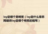 lxy是哪个男明星（lxy是什么意思网络语lxy是哪个明星的缩写）