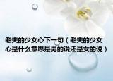 老夫的少女心下一句（老夫的少女心是什么意思是男的说还是女的说）