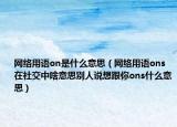 网络用语on是什么意思（网络用语ons在社交中啥意思别人说想跟你ons什么意思）