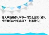 你大爷还是你大爷下一句怎么回复（你大爷还是你大爷的意思下一句是什么）